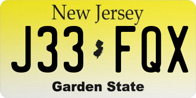 NJ license plate J33FQX