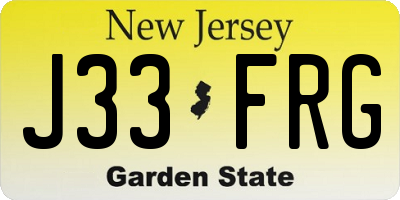 NJ license plate J33FRG