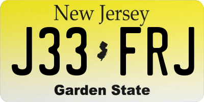 NJ license plate J33FRJ