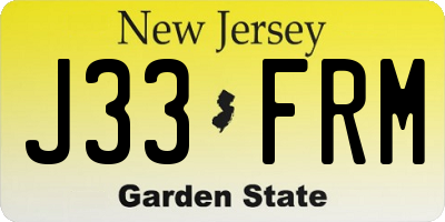 NJ license plate J33FRM