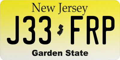 NJ license plate J33FRP