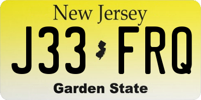 NJ license plate J33FRQ
