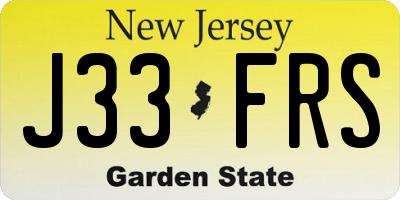 NJ license plate J33FRS