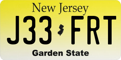 NJ license plate J33FRT