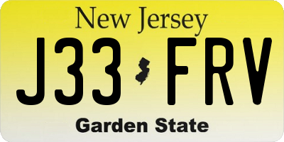 NJ license plate J33FRV