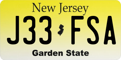 NJ license plate J33FSA