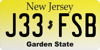 NJ license plate J33FSB