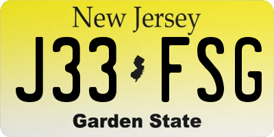 NJ license plate J33FSG