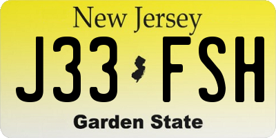 NJ license plate J33FSH
