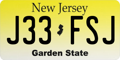NJ license plate J33FSJ