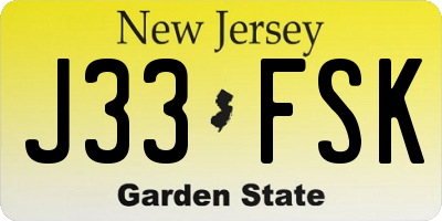 NJ license plate J33FSK