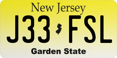 NJ license plate J33FSL