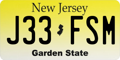 NJ license plate J33FSM