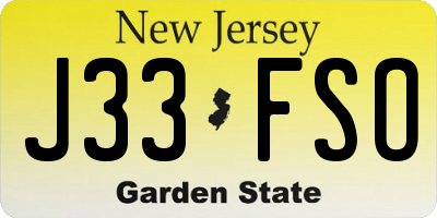 NJ license plate J33FSO