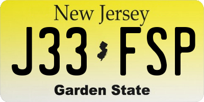 NJ license plate J33FSP