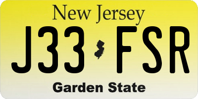 NJ license plate J33FSR
