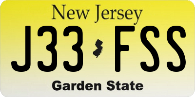 NJ license plate J33FSS
