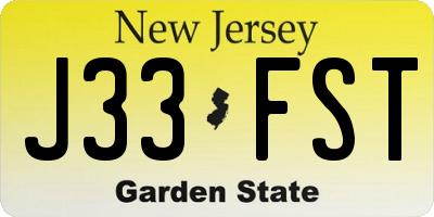 NJ license plate J33FST