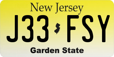 NJ license plate J33FSY