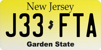 NJ license plate J33FTA