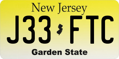 NJ license plate J33FTC