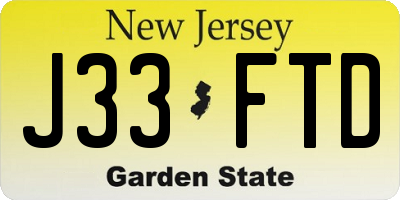 NJ license plate J33FTD