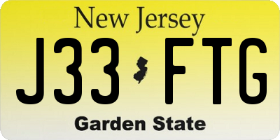 NJ license plate J33FTG