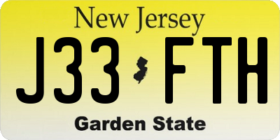 NJ license plate J33FTH