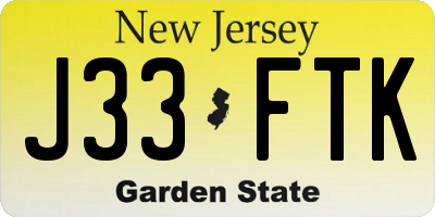 NJ license plate J33FTK
