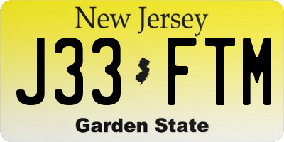 NJ license plate J33FTM
