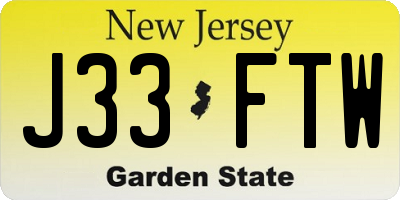 NJ license plate J33FTW