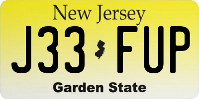 NJ license plate J33FUP