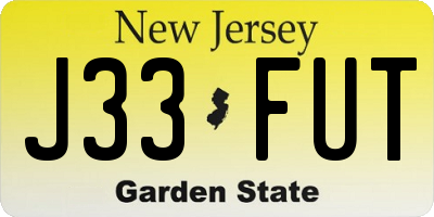 NJ license plate J33FUT