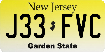 NJ license plate J33FVC