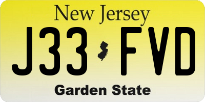 NJ license plate J33FVD