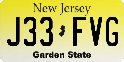 NJ license plate J33FVG