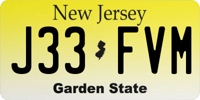 NJ license plate J33FVM