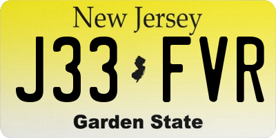 NJ license plate J33FVR