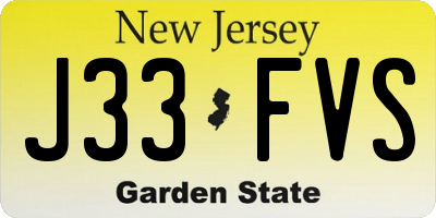 NJ license plate J33FVS