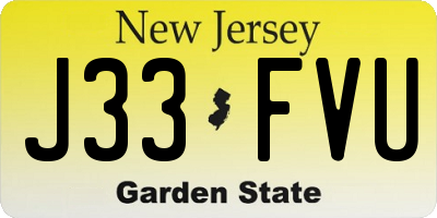 NJ license plate J33FVU