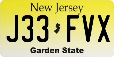 NJ license plate J33FVX