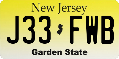NJ license plate J33FWB