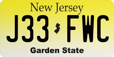 NJ license plate J33FWC