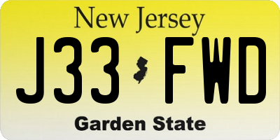 NJ license plate J33FWD