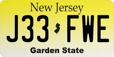 NJ license plate J33FWE