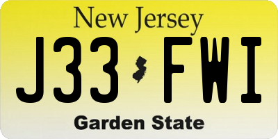 NJ license plate J33FWI