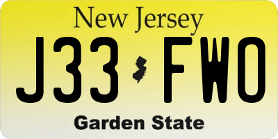 NJ license plate J33FWO