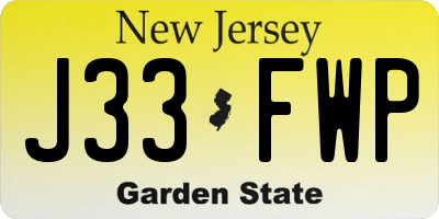 NJ license plate J33FWP