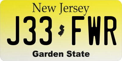 NJ license plate J33FWR