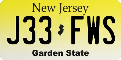 NJ license plate J33FWS